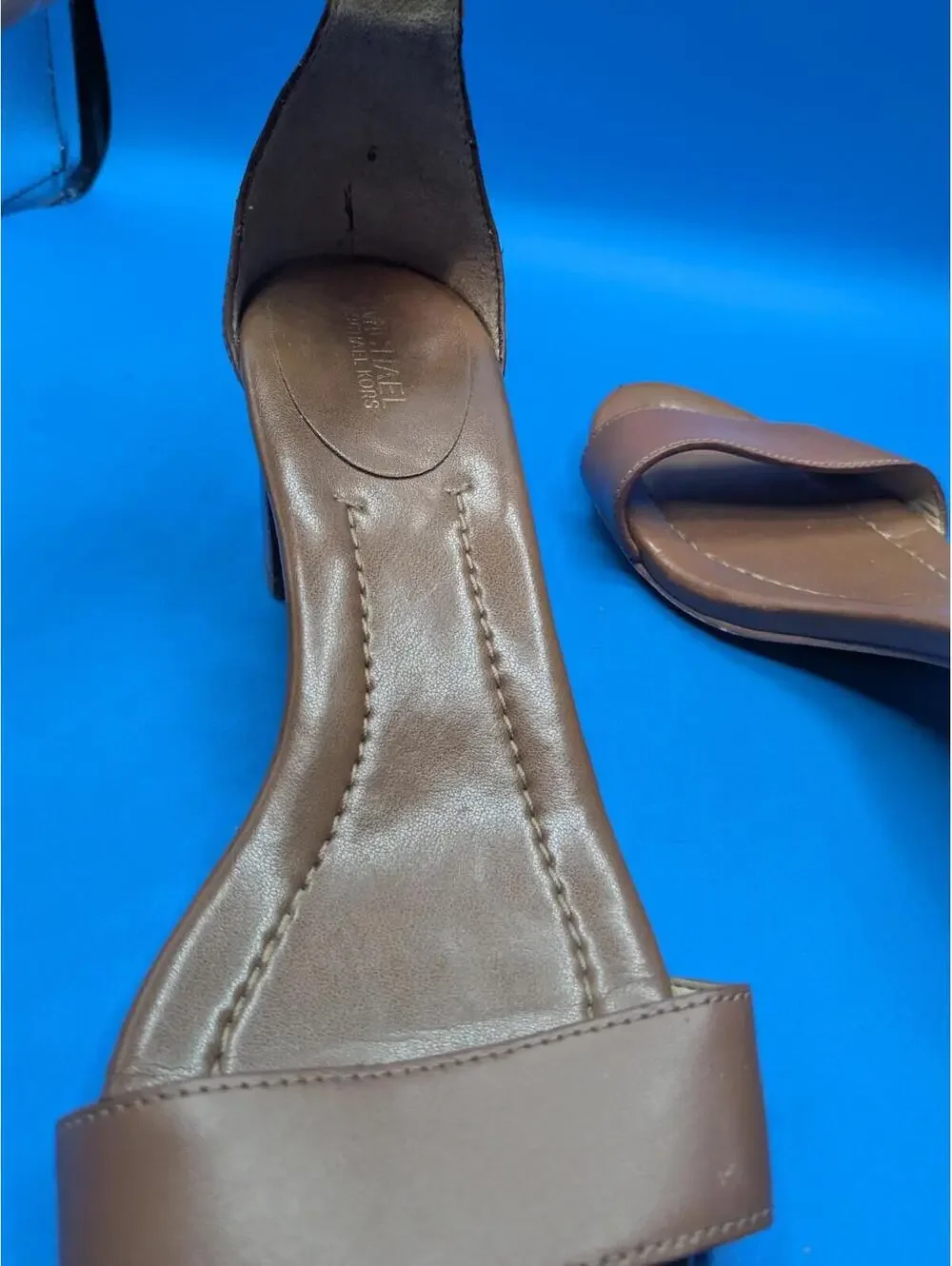 Michael Kors Women's Brown Open Toe Ankle Strappy Block Heel Sandals Size 8.5